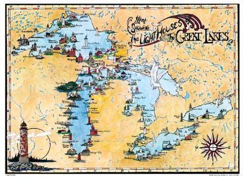 Beispielbild fr Lighthouse Map of the Great Lakes zum Verkauf von Save With Sam