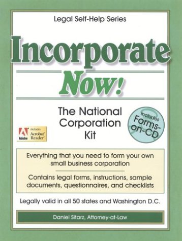 Beispielbild fr Incorporate Now! : The National Corporation Kit zum Verkauf von Better World Books