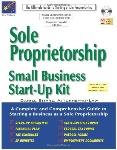 Beispielbild fr Sole Proprietorship : Small Business Start-Up Kit zum Verkauf von Better World Books