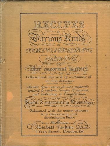 Imagen de archivo de Recipes of Various Kinds a la venta por Goldstone Books