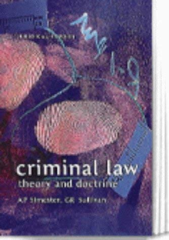 Beispielbild fr Criminal Law: Theory and Doctrine (Judicial Studies) zum Verkauf von PAPER CAVALIER US