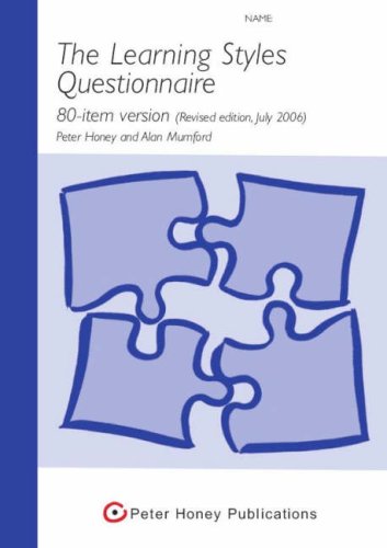 Beispielbild fr Learning Styles Questionnaire (LSQ) PHP 80 item - 1036 (Peter Honey Publications) zum Verkauf von WorldofBooks