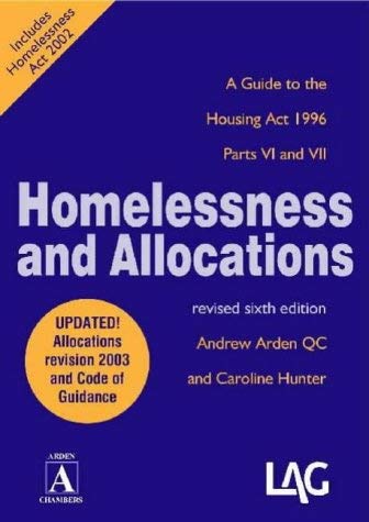 Stock image for Homelessness and Allocations: A Guide to the Housing Act 1996 Parts VI and VII for sale by WorldofBooks