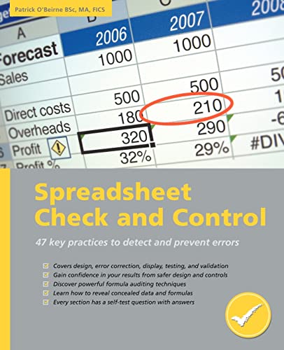 Beispielbild fr Spreadsheet Check and Control : 47 Key Practices to Detect and Prevent Error zum Verkauf von Better World Books