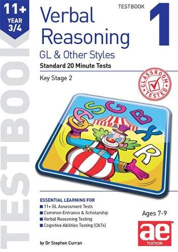 Stock image for 11+ Verbal Reasoning Year 3/4 GL &amp; Other Styles Testbook 1 for sale by Blackwell's