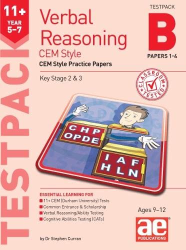 Imagen de archivo de 11+ Verbal Reasoning Year 5-7 CEM Style Testpack B Papers 1-4: CEM Style Practice Papers a la venta por AwesomeBooks