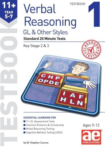 9781911553656: 11+ Verbal Reasoning Year 5-7 GL & Other Styles Testbook 1: Standard 20 Minute Tests