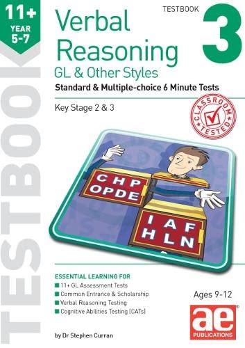 9781911553670: 11+ Verbal Reasoning Year 5-7 GL & Other Styles Testbook 3: Standard & Multiple-choice 6 Minute Tests