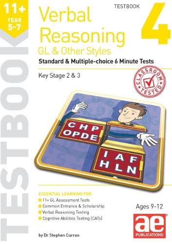 Stock image for 11+ Verbal Reasoning Year 5-7 GL & Other Styles Testbook 4: Standard & Multiple-choice 6 Minute Tests for sale by Monster Bookshop