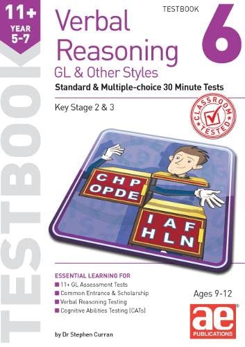 Imagen de archivo de 11+ Verbal Reasoning Year 5-7 GL & Other Styles Testbook 6: Standard & Multiple-choice 30 Minute Tests a la venta por WorldofBooks