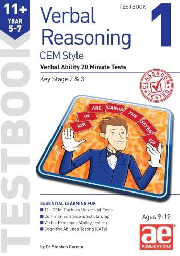 Imagen de archivo de 11+ Verbal Reasoning Year 5-7 CEM Style Testbook 1: Verbal Ability 20 Minute Tests a la venta por AwesomeBooks