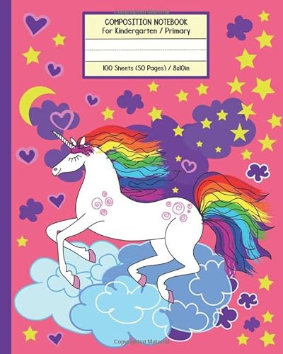 Stock image for Composition Notebook for Kindergarten: Primary Journal for Kids Grade K - K2 Unicorn Cover Wide Ruled Dotted Lines for sale by GF Books, Inc.