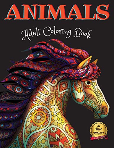 Imagen de archivo de Adult Coloring Book Animals: Animal drawings to color for adults, to relax and relieve stress: Dogs, Cats, Horses, Lions, Elephants. a la venta por Big River Books