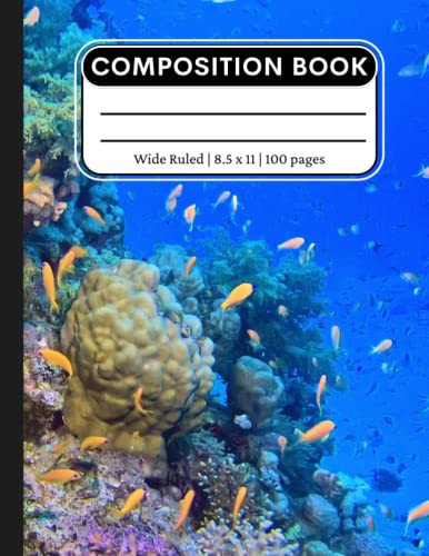 Stock image for Composition Notebook - Wide Ruled: 100 Pages of Lined Wide Rule Journal Paper | For Kids, Boys, Girls, Teens at School and College | Under the Sea/Blue Ocean Design for sale by GF Books, Inc.
