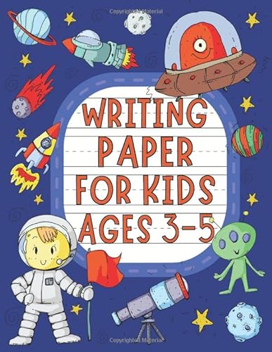 Stock image for Writing Paper for Kids Ages 3-5: Preschool, Pre-K and Kindergarten dotted line notebook for ABC handwriting practice, 120 pages 8.5 by 11", Space Cover for sale by GF Books, Inc.