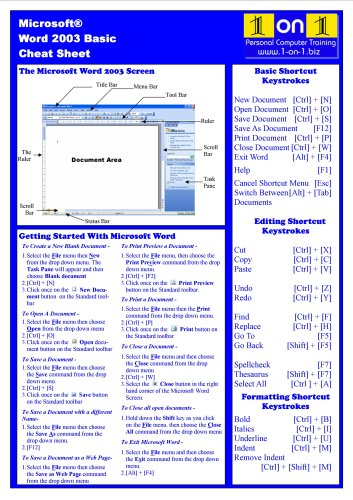 9781921183126: Microsoft Word 2003 Basic Cheat Sheet