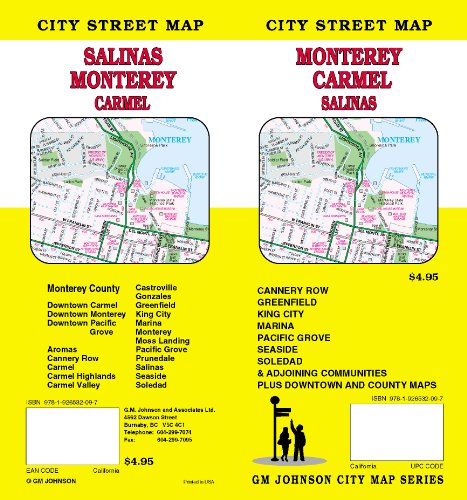 9781926532097: Monterey, Carmel and Salinas, CA Street map by G.M. Johnson (2008-11-01)