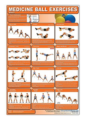 Stock image for Medicine Ball Exercises Poster/Chart - Medicine Ball Poster - How to Workout with Medicine Balls - D for sale by Save With Sam