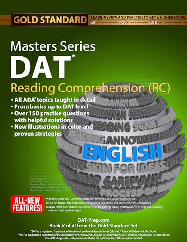 9781927338490: DAT/OAT Prep RC Masters Series, Reading Comprehension (RC) DAT Preparation and Practice for the Dental Admission Test by Gold Standard DAT