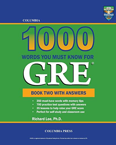 Imagen de archivo de Columbia 1000 Words You Must Know for GRE: Book Two with Answers (Volume 2) a la venta por Textbooks_Source