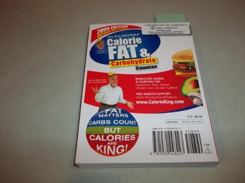 Beispielbild fr The CalorieKing Calorie, Fat & Carbohydrate Counter 2009 zum Verkauf von Wonder Book
