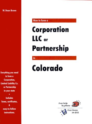 Beispielbild fr How to Form a Corporation LLC or Partnership in Colorado zum Verkauf von dsmbooks