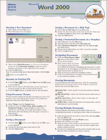 Beispielbild fr Microsoft Word 2000 Quick Source Guide zum Verkauf von Buyback Express