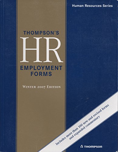 Stock image for Thompson's HR Employment Forms: Winter 2007 Edition for sale by HPB-Red