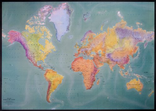 9781931057271: Mercator Wall Map - Laminated and Tubed - 30x43"