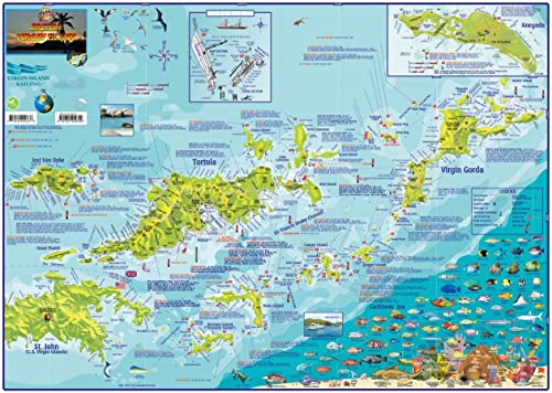 Beispielbild fr British Virgin Islands BVI Adventure & Dive Laminated Wall Map Poster zum Verkauf von Ergodebooks