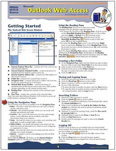 9781932104226: Microsoft Outlook Web Access in Exchange Server 2003 Quick Source Reference Guide