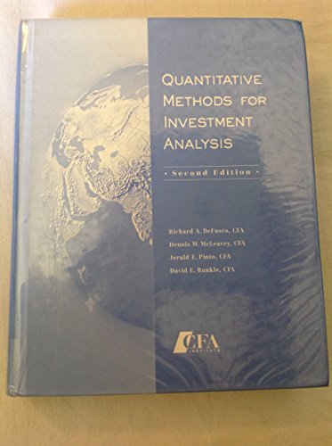 Beispielbild fr Quantitative Methods For Investment Analysis zum Verkauf von medimops