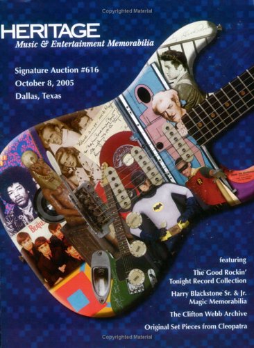 Beispielbild fr Heritage Signature Music & Entertainment Memorabilia Auction, #616 zum Verkauf von Autumn Leaves
