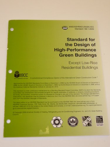 Stock image for ANSI/ASHRAE Standard 189.1-2009 (Standard for the Design of High-Performance Green Buildings) for sale by BookHolders