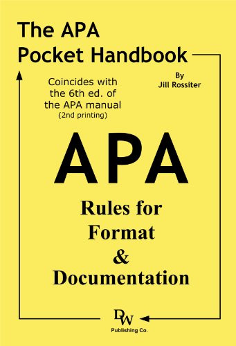 Beispielbild fr The APA Pocket Handbook: Rules for Format & Documentation [Conforms to 6th Edition APA] zum Verkauf von SecondSale