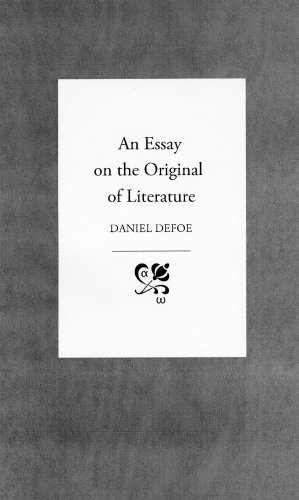 Beispielbild fr AN ESSAY ON THE ORIGINAL OF LITERATURE zum Verkauf von ARD Books