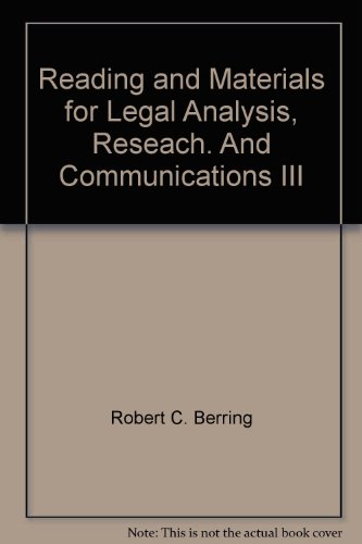 Stock image for Reading and Materials for Legal Analysis, Reseach. And Communications III for sale by Redux Books