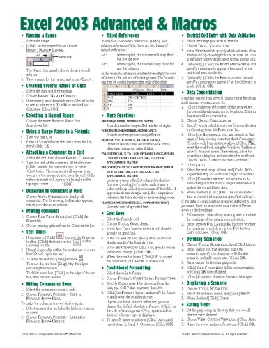 Stock image for Microsoft Excel 2003 Advanced & Macros Quick Reference Guide (Cheat Sheet of Instructions, Tips & Shortcuts - Laminated Card) for sale by Ergodebooks
