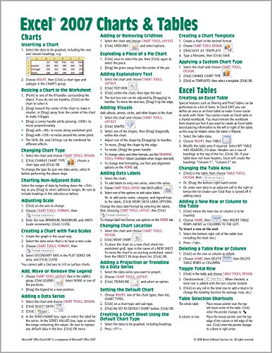 Stock image for Microsoft Excel 2007 Charts & Tables Quick Reference Guide (Cheat Sheet of Instructions, Tips & Shortcuts - Laminated Card) for sale by Ergodebooks