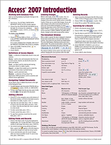 Stock image for Microsoft Access 2007 Introduction Quick Reference Guide (Cheat Sheet of Instructions, Tips & Shortcuts - Laminated Card) for sale by GF Books, Inc.