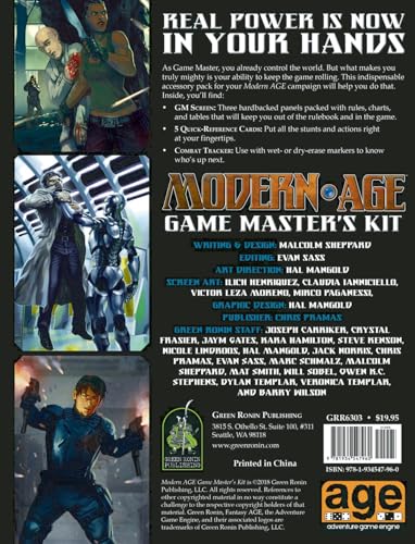 9781934547960: Modern Age RPG Game Master's Kit
