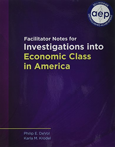 Imagen de archivo de Facilitator Notes for Investigations into Economic Class in America a la venta por Better World Books