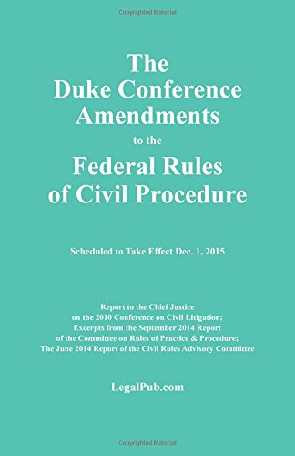Beispielbild fr The Duke Conference Amendments to the Federal Rules of Civil Procedure zum Verkauf von HPB Inc.