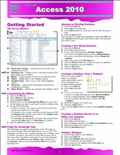 Beispielbild fr Access 2010 Quick Source Guide zum Verkauf von Revaluation Books