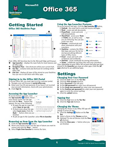 Beispielbild fr Office 365 Quick Source Reference Guide zum Verkauf von Reliant Bookstore