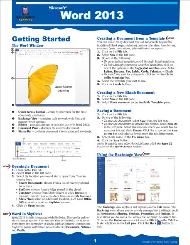 Beispielbild fr Word 2013 Quick Source Guide zum Verkauf von Revaluation Books