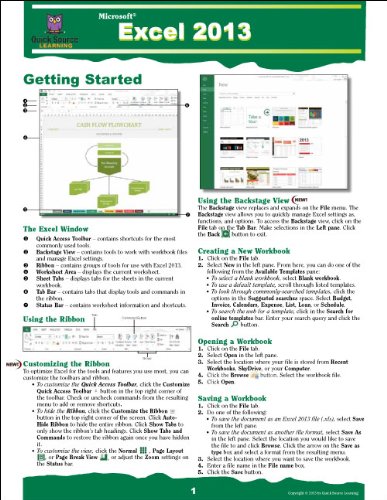 Beispielbild fr Excel 2013 Quick Source Guide zum Verkauf von TextbookRush