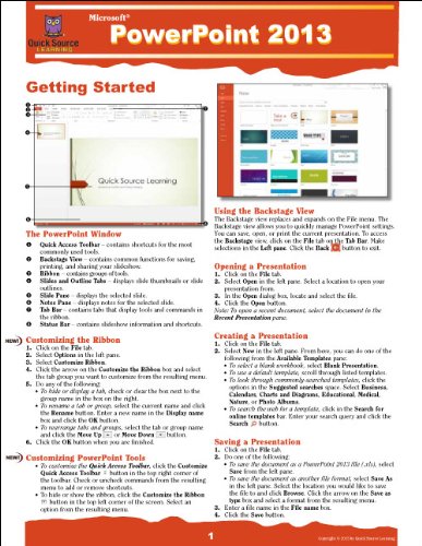9781935518389: PowerPoint 2013 Quick Source Reference Guide