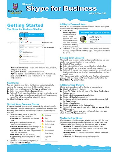 Imagen de archivo de Skype for Business Quick Source Reference Guide a la venta por Wonder Book