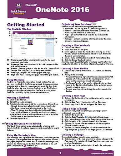 9781935518693: OneNote 2016 Quick Source Reference Guide